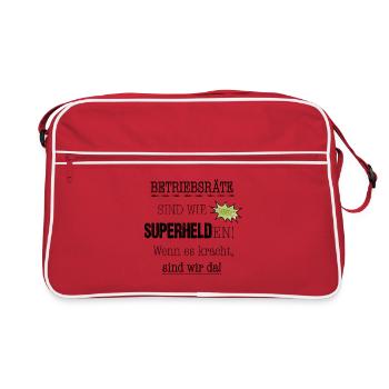 Betriebsrat Personalrat Superheld DANKESCHÖN - Retro Tasche - Rot/Weiß - Vorne