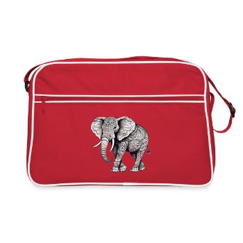 Ornamentaler Elefant - Retro Tasche - Rot/Weiß - Vorne