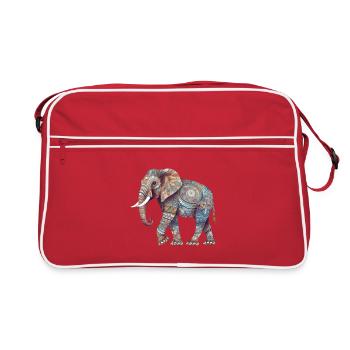 Bunter Mandala Elefant - Retro Tasche - Rot/Weiß - Vorne