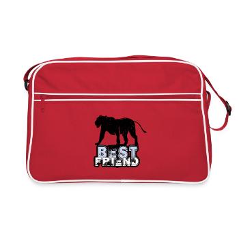 Best Friend Lion | Löwe - Retro Tasche - Rot/Weiß - Vorne