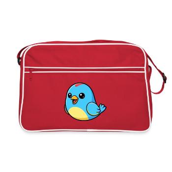 Joyeux oiseau bleu dessin animé - Sac Retro - rouge/blanc - Devant