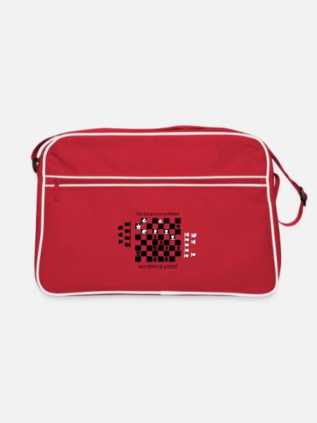 Schach-Design - Retro Tasche - Rot/Weiß