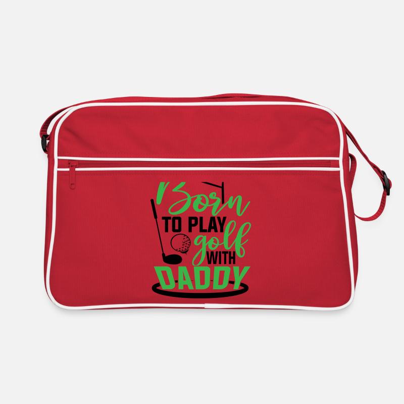 Born to play golf with daddy golfen - Retro Tasche - Rot/Weiß