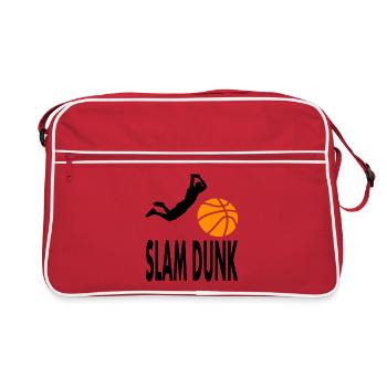 Slamdunk Basketball spielen Basketballspieler Korb - Retro Tasche - Rot/Weiß - Vorne