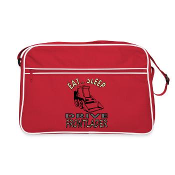 Manger, dormir, conduire un véhicule de chantier à chargement frontal - Sac Retro - rouge/blanc - Devant