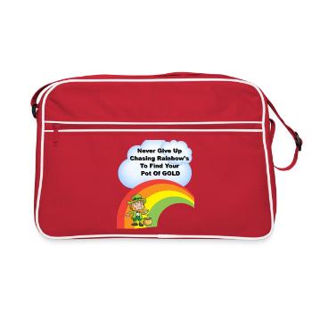 St Patricks Day Gold Regenbogen - Retro Tasche - Rot/Weiß - Vorne