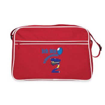2. Geburtstag Jungs Kinder Polizei - Retro Tasche - Rot/Weiß - Vorne