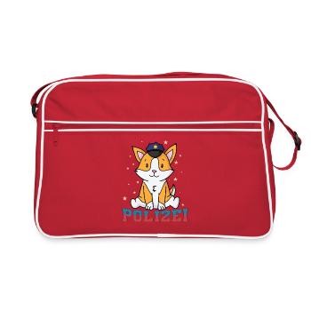 Police fox with police cap - Retro Bag - red/white - Front