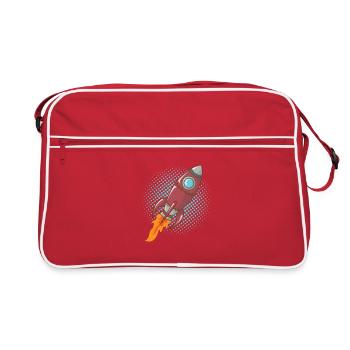 Comic Rocket Spaceship Spacecraft Missile - Retro Bag - red/white - Front