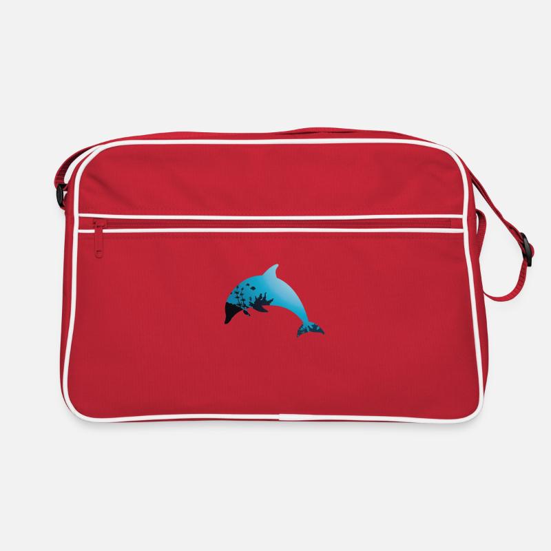 Dolphin with seabed pattern in the sea Retro Bag
