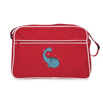 Dino ist verliebt Dinosaurier Reptil - Retro Tasche - Rot/Weiß - Vorne