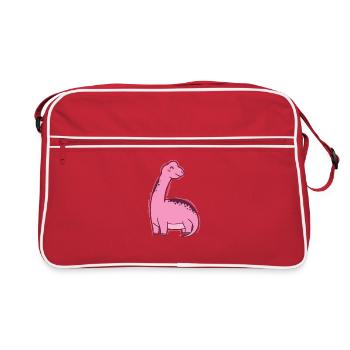dinosaure rose avec dinosaure à long cou - Sac Retro - rouge/blanc - Devant