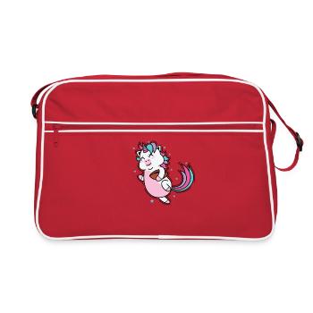 Unicorn plays rugby or football - Retro Bag - red/white - Front