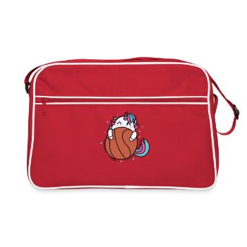 Unicorn Loves Basketball Mythical Creature Sports - Retro Bag - red/white - Front