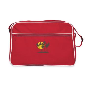 Palmiers sur la plage pendant des vacances sur une île - Sac Retro - rouge/blanc - Devant