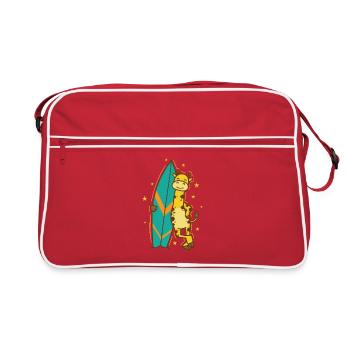 Girafe avec une planche de surf Zoo Savannah - Sac Retro - rouge/blanc - Devant