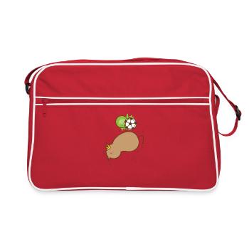 Kiwi avec oiseau et fruits - Sac Retro - rouge/blanc - Devant