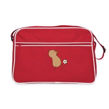 Kiwi Vogel spielt Fußball Sport - Retro Tasche - Rot/Weiß - Vorne