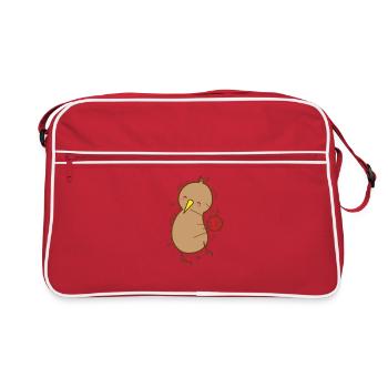Un oiseau kiwi joue au ballon-chasseur avec des kiwis - Sac Retro - rouge/blanc - Devant
