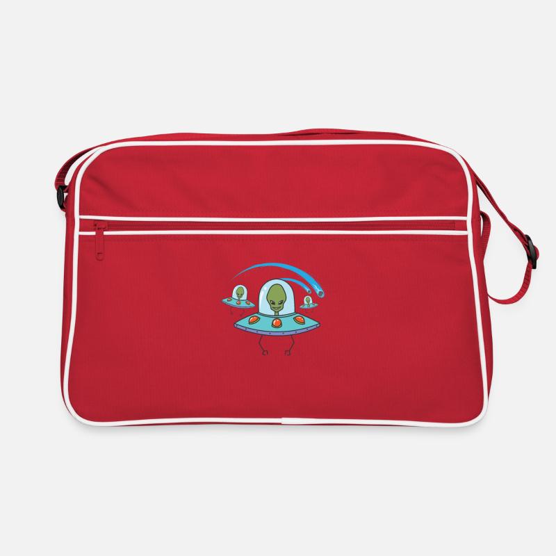 Sternschnuppe mit Aliens Himmel Retro Tasche