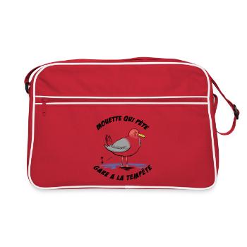 Pélican rouge au rivage stylisé - Sac Retro - rouge/blanc - Devant