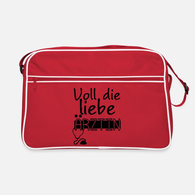 Liebe Ärztin Geschenk - Retro Tasche - Rot/Weiß
