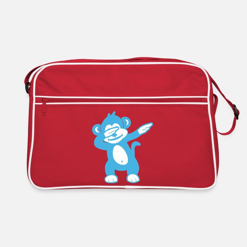 Mascotte du Singe Bleu - Design ludique - Sac Retro - rouge/blanc