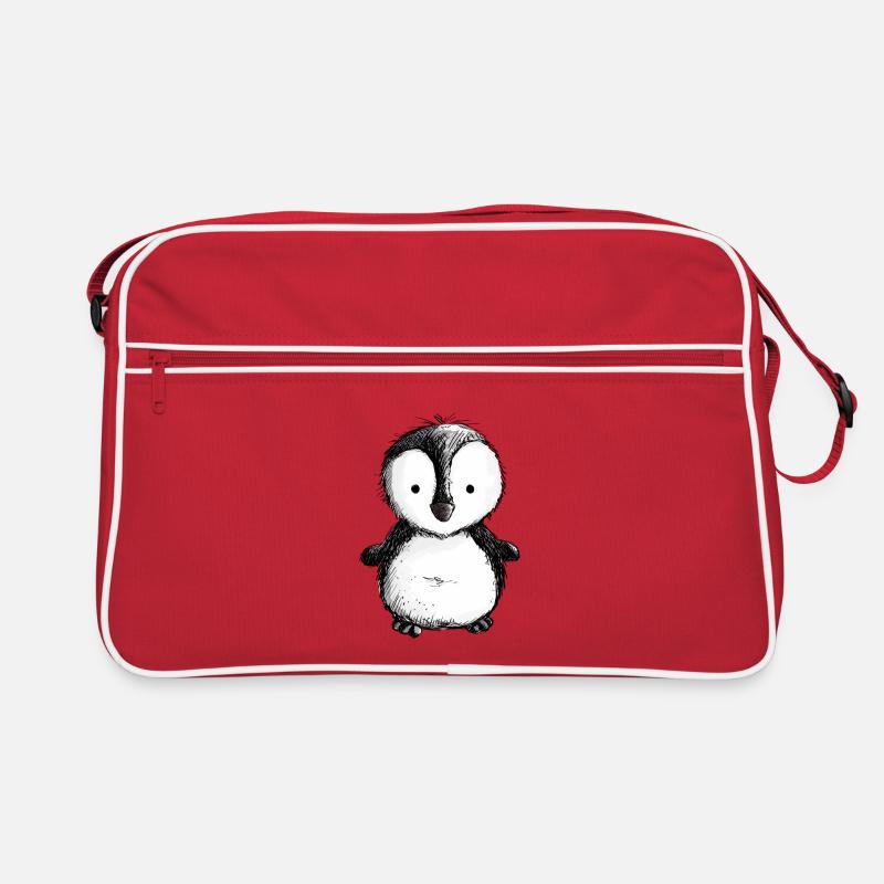 Kleiner Pinguin - Pinguine - Vogel - Königspinguin - Retro Tasche - Rot/Weiß