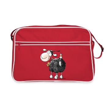 Funny Curly Sheep - Cartoon - Retro Bag - red/white - Front