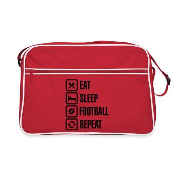 Eat Sleep American Football Repeat - Retro Tasche - Rot/Weiß - Vorne