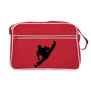 Jumpkick geri kick karate or teakwondo - Retro Bag - red/white - Front