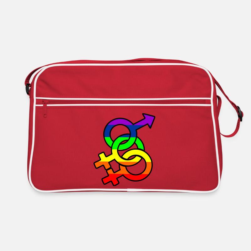 Gender bisexual 2 logo with rainbow Retro Bag