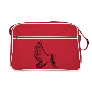 Colombe de la paix transparente avec branche de laurier Colombe de la paix - Sac Retro - rouge/blanc - Devant