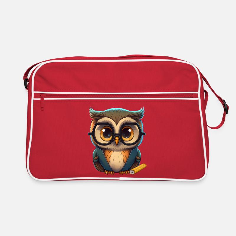 Schlaue Eule mit Brille Retro Tasche