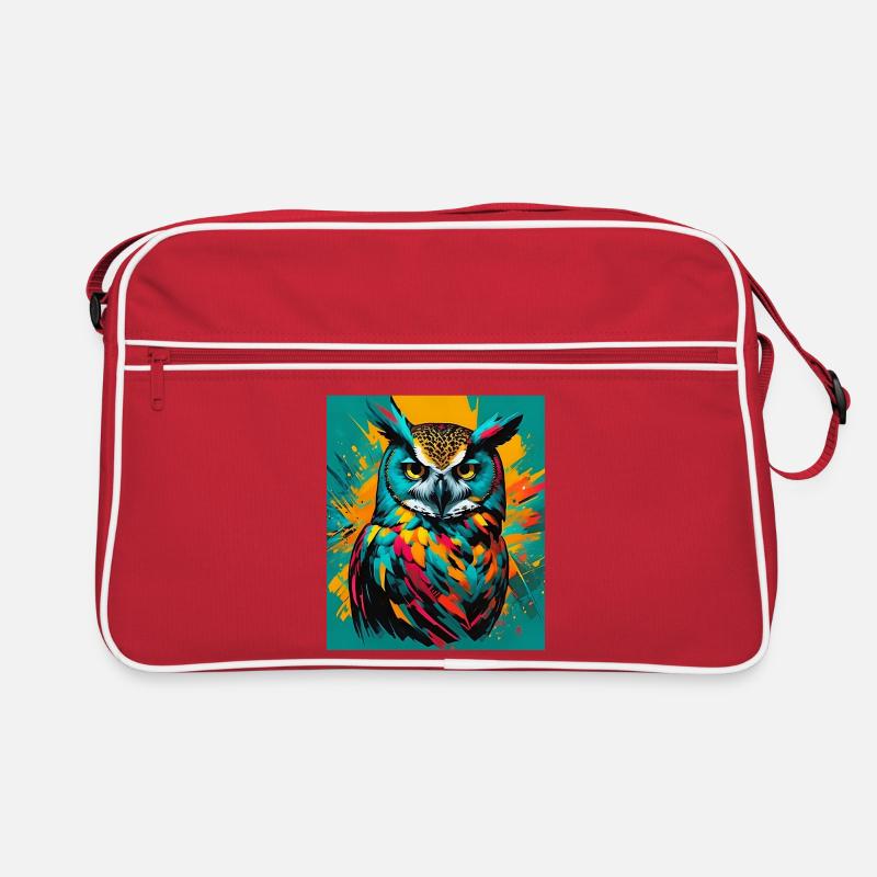 Eule - Retro Tasche - Rot/Weiß