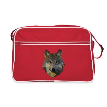 Polygon Wolf Mosaïque Triangulaire Formes Polyart - Sac Retro - rouge/blanc - Devant