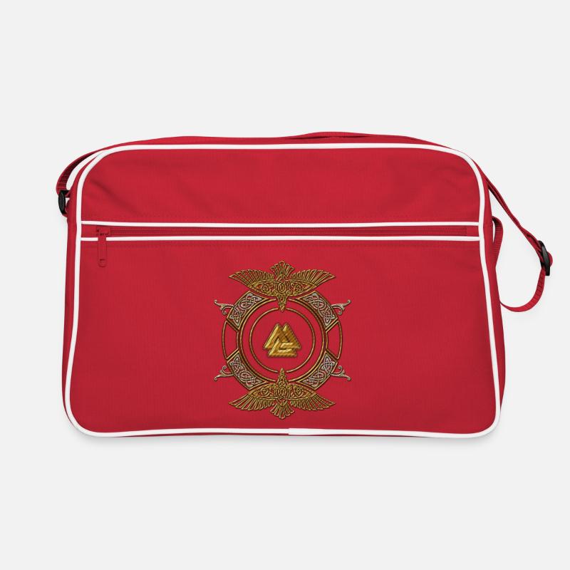 Elégant noeud celtique de couleurs dorées. - Sac Retro - rouge/blanc