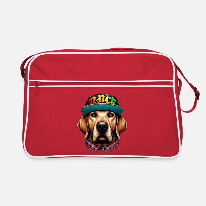 Hund - Retro Tasche - Rot/Weiß