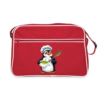 Pesto-Pinguin – Meister der süßen Küche - Retro Tasche - Rot/Weiß - Vorne