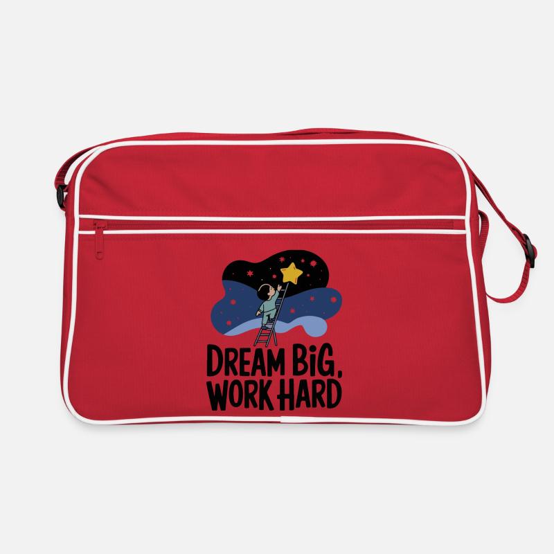 Träume groß, arbeite hart Sternensucher Retro Tasche