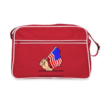 Espace de texte du poing du drapeau des États-Unis - Sac Retro - rouge/blanc - Devant