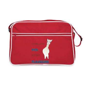 Ich bin nicht dick, ich bin flauschig! - Retro Tasche - Rot/Weiß - Vorne