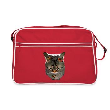 Oreilles d’avion de chat en colère avec des papillons Ai Art - Sac Retro - rouge/blanc - Devant