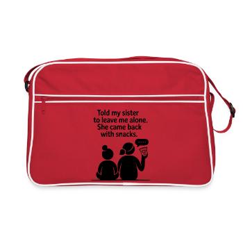 Funny Sister Love Snack Humor Quote - Retro Bag - red/white - Front