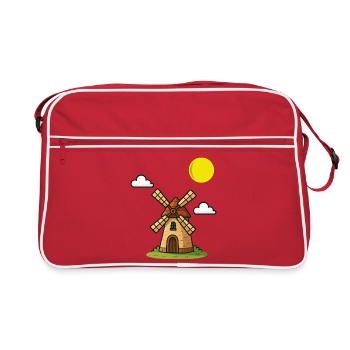 Picturesque vintage-style windmill print - Retro Bag - red/white - Front