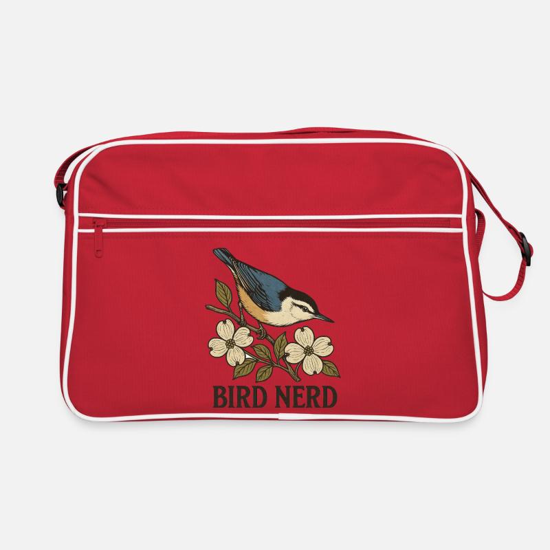 Eleganter blau-schwarzer Singvogel Vogel Nerd Retro Tasche