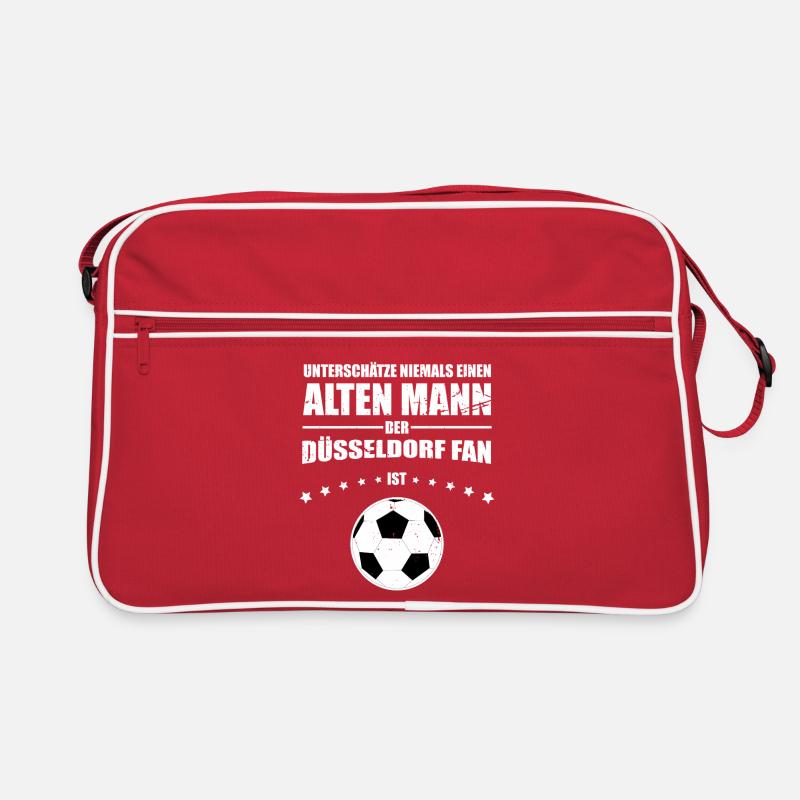 Alter Mann - Düsseldorf Fan | Retro Vintage Design - Retro Tasche - Rot/Weiß