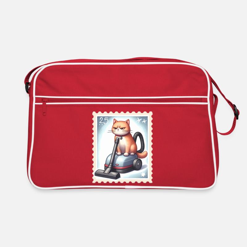 Fun Cat on Vacuum Cleaner Retro Bag
