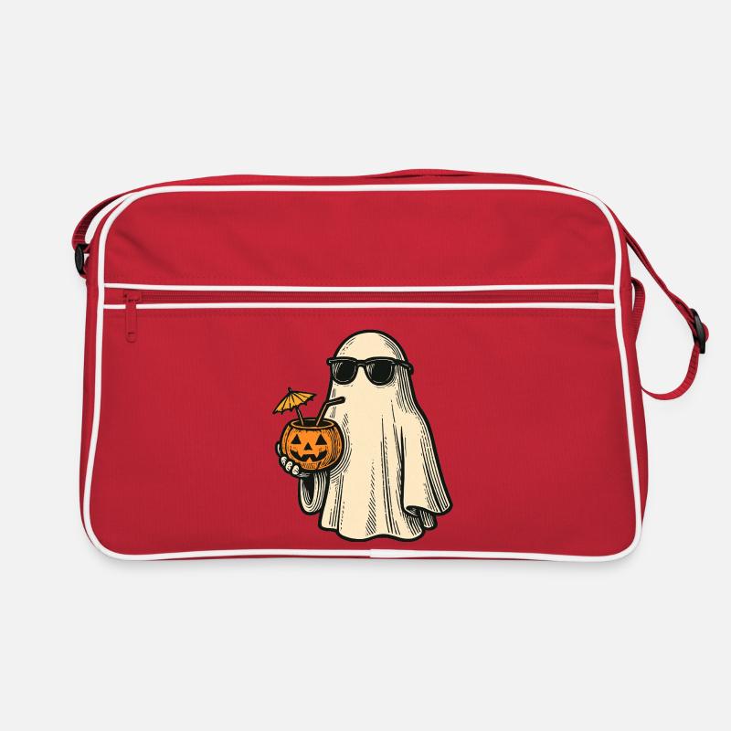 Cool Halloween Ghost with Cocktail Retro Bag