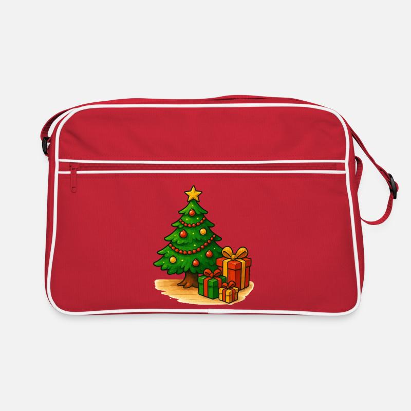 Weihnachtsbaum mit Geschenken Muster Retro Tasche